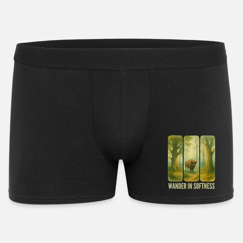 Wandernde Bisons im Wald - Männer Boxer Shorts - Schwarz