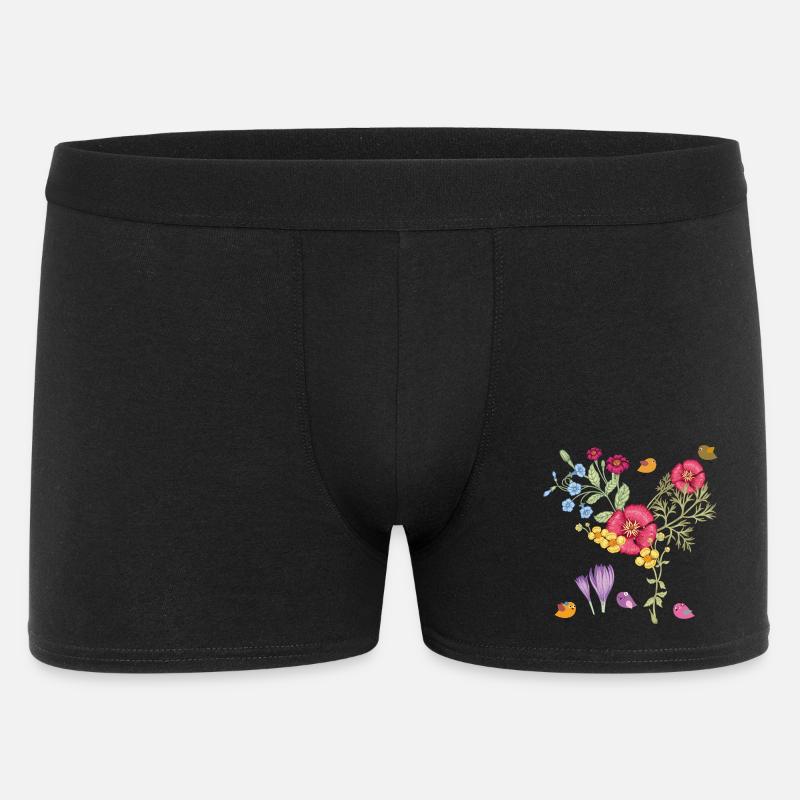 Blumenstrauß mit Vögel - Männer Boxer Shorts - Schwarz