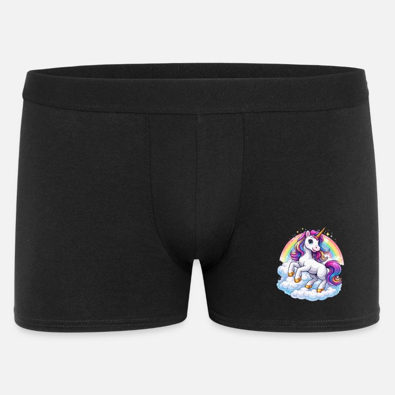 Regenbogen-Einhorn über Wolken - Männer Boxer Shorts - Schwarz