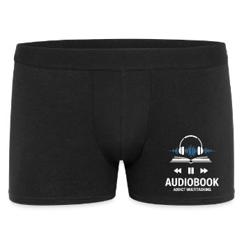 Hörbuch Buchliebhaber Geschichten Kopfhörern - Männer Boxer Shorts - Schwarz - Vorne