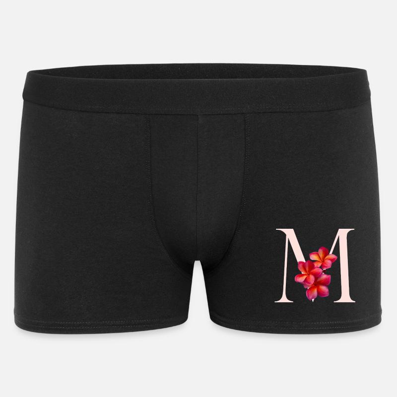 Monogramme M avec fleur rose - Boxer Homme - noir