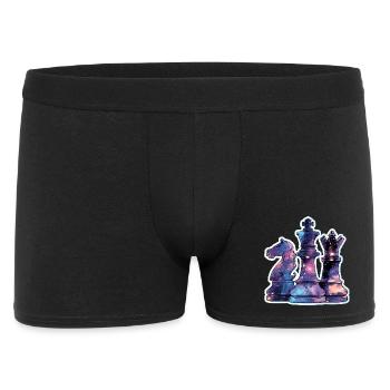 Schachfiguren im Weltraum – Galaxie Nebe - Männer Boxer Shorts - Schwarz - Vorne