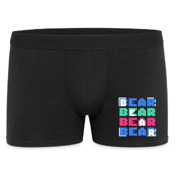 Pixelbären Blockkunst Retro - Männer Boxer Shorts - Schwarz - Vorne