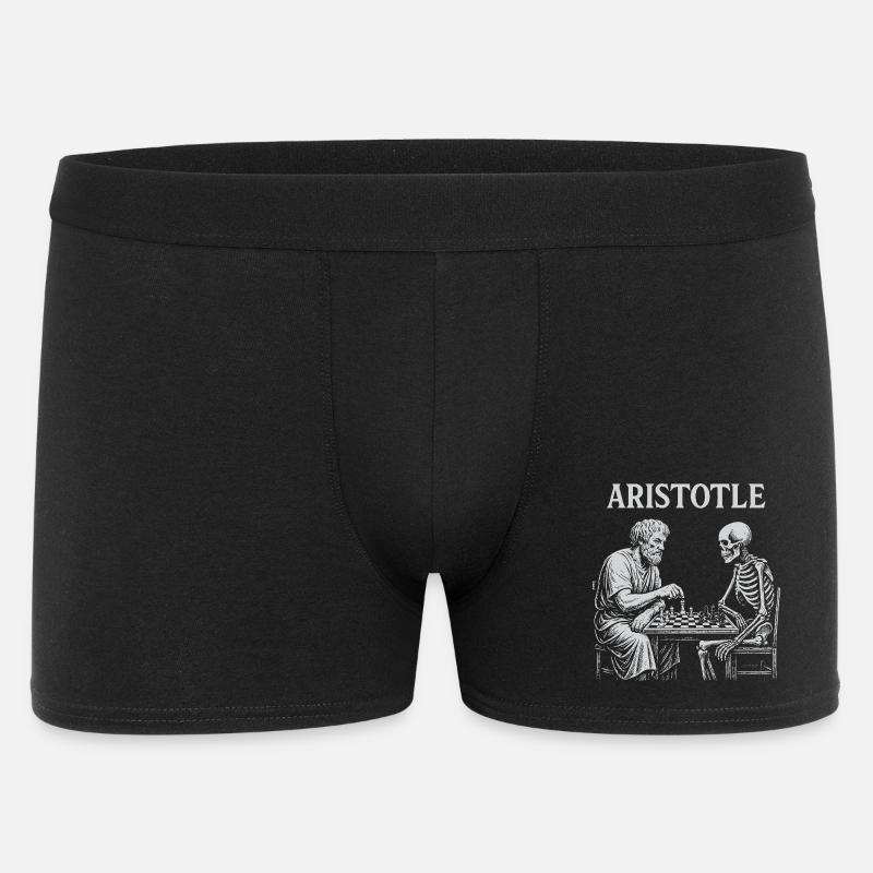 Aristoteles spielt mit Skelettschach - Männer Boxer Shorts - Schwarz