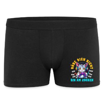Höre Dich Nicht Bin Am Zocken Süße Katze Gamer - Männer Boxer Shorts - Schwarz - Vorne