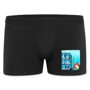 Herztauchen: Tiefes Unterwasserabenteuer - Männer Boxer Shorts - Schwarz - Vorne