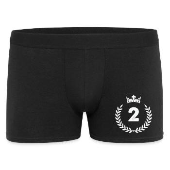 Zahl Zwei mit Krone und Lorbeer - Männer Boxer Shorts - Schwarz - Vorne