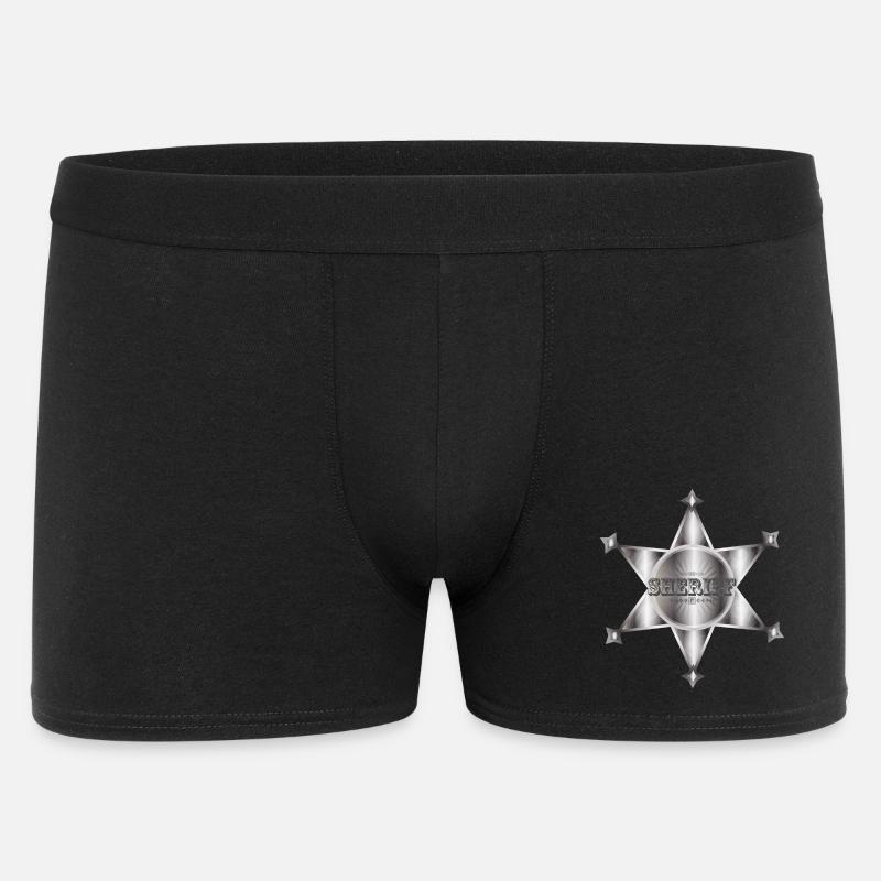 außergewöhnlicher silberfarbene Sheriffstern - Männer Boxer Shorts - Schwarz