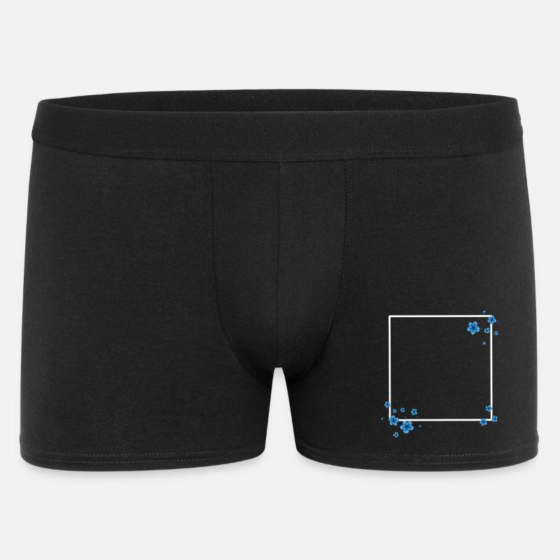 Quadrat Blüten Blau - Männer Boxer Shorts - Schwarz