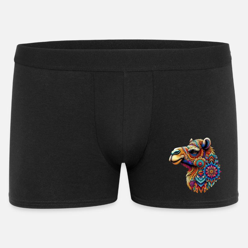 Kamel mit Mandalas verziert - Männer Boxer Shorts - Schwarz