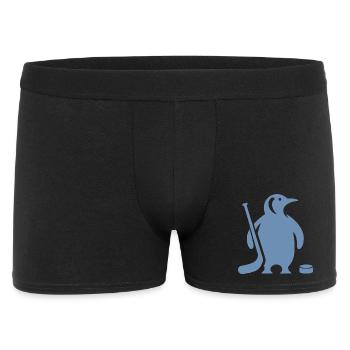 Minimalistische Pinguin Eishockey Silhouette - Männer Boxer Shorts - Schwarz - Vorne