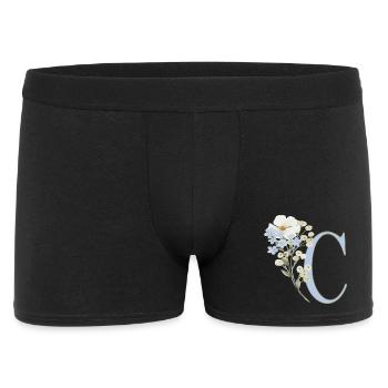 Buchstabe C mit floralem Motiv - Männer Boxer Shorts - Schwarz - Vorne