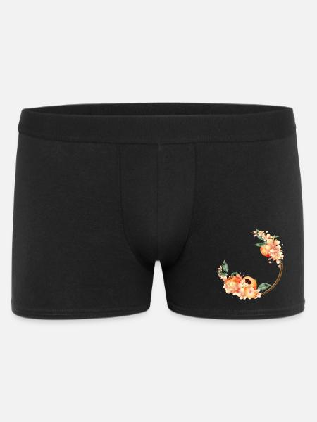 Pfirsichhälfte,Pfirsiche,Pfirsichblüten im Kranz - Männer Boxer Shorts - Schwarz