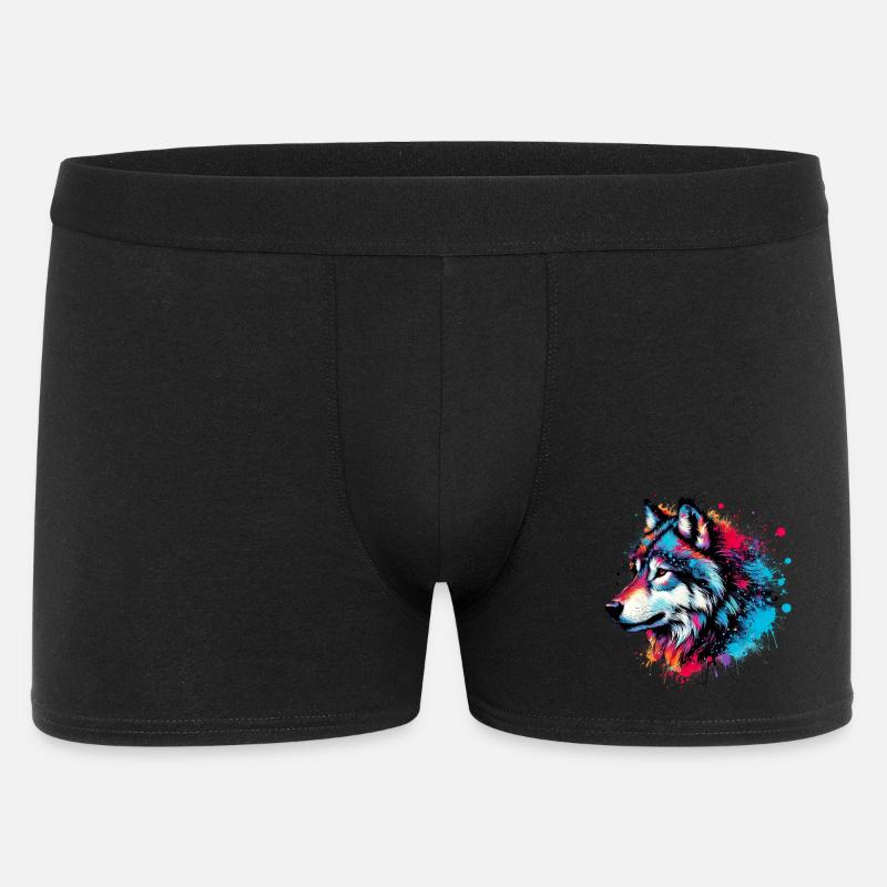 Wolf - Männer Boxer Shorts - Schwarz