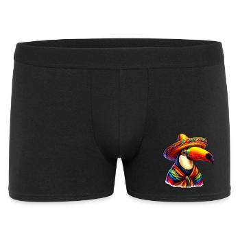 Mexikanischer Tukan mit Poncho und Sombrero Mexiko - Männer Boxer Shorts - Schwarz - Vorne
