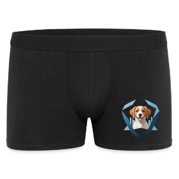 Chiot souriant encadré géométriquement - Boxer Homme - noir - Devant