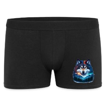 Wolf - Männer Boxer Shorts - Schwarz - Vorne