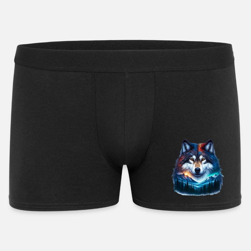Wolf - Männer Boxer Shorts - Schwarz