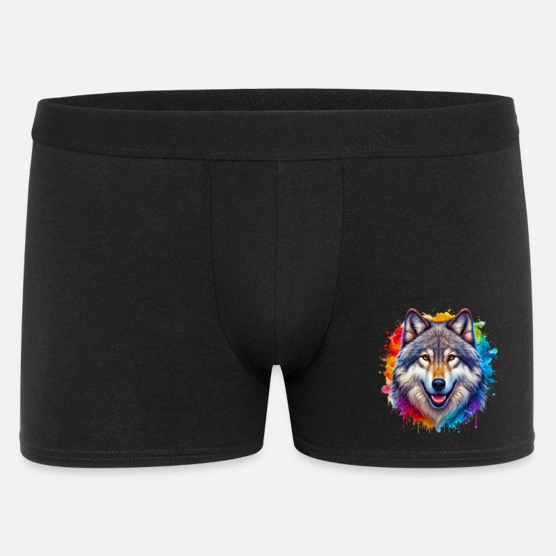 Wolf - Männer Boxer Shorts - Schwarz
