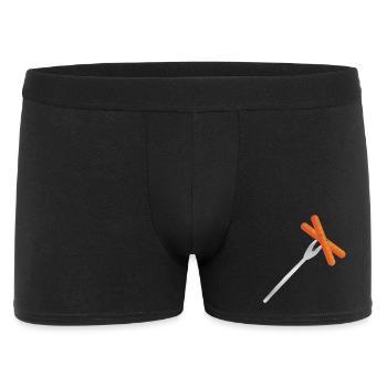 Grillwürste auf Gabel – Rustikales BBQ-Motiv - Männer Boxer Shorts - Schwarz - Vorne