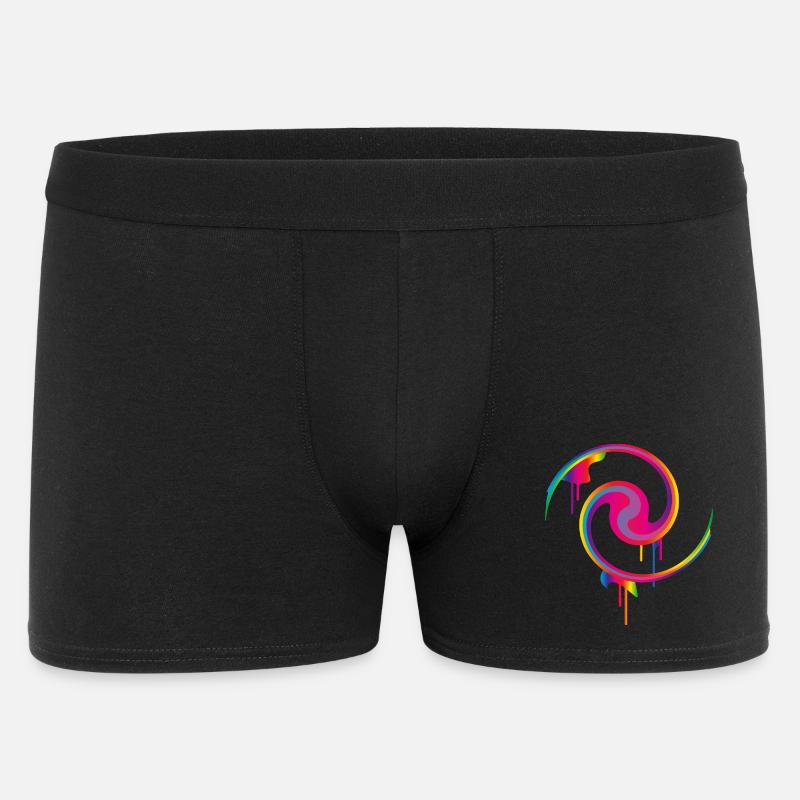 Bunter Graffiti-Farbstrudel mit Tropfeffekt - Männer Boxer Shorts - Schwarz