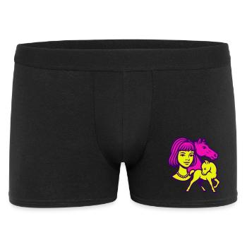 Pferdemädchen Pop-Art - Männer Boxer Shorts - Schwarz - Vorne