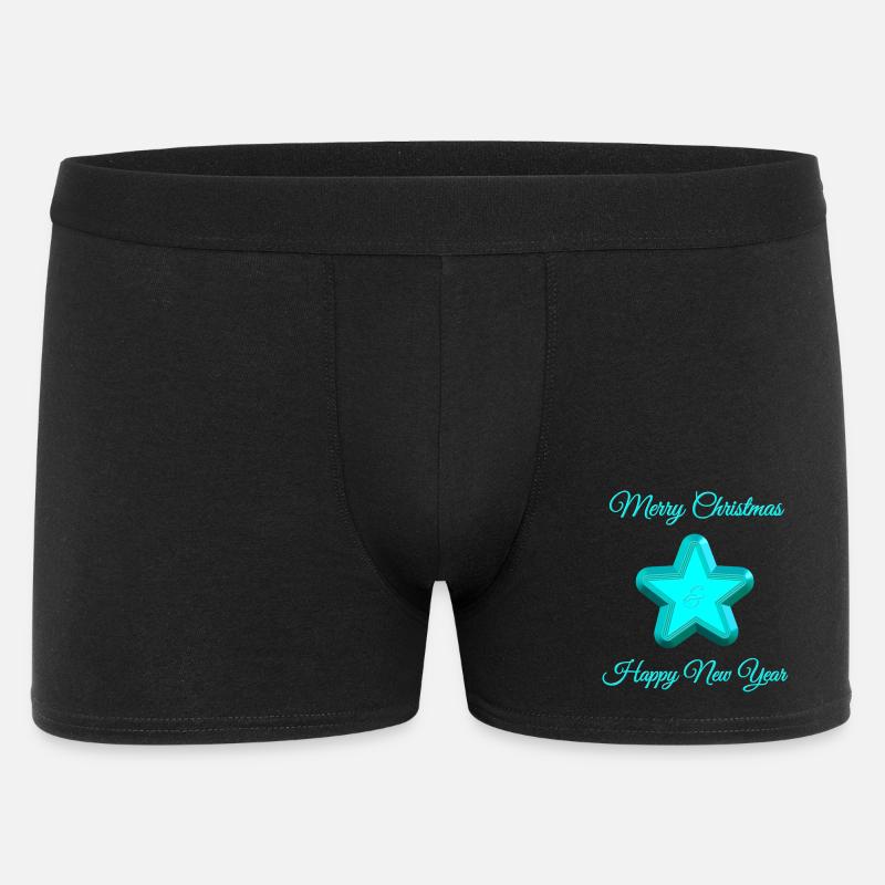 Leuchtender Stern mit Weihnachtsgruß - Männer Boxer Shorts - Schwarz