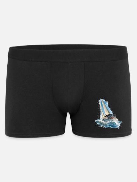 Segelboot im Wellenrauschen - Männer Boxer Shorts - Schwarz