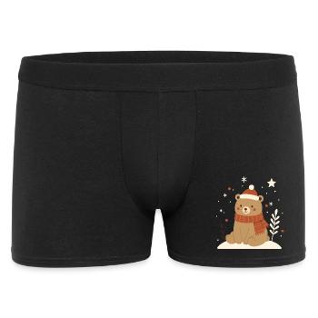 Bear with Santa hat – animal motif for winter - Men's Boxer Shorts - black - Front