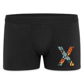 Letter x groovy flowers Geschenkidee - Männer Boxer Shorts - Schwarz - Vorne