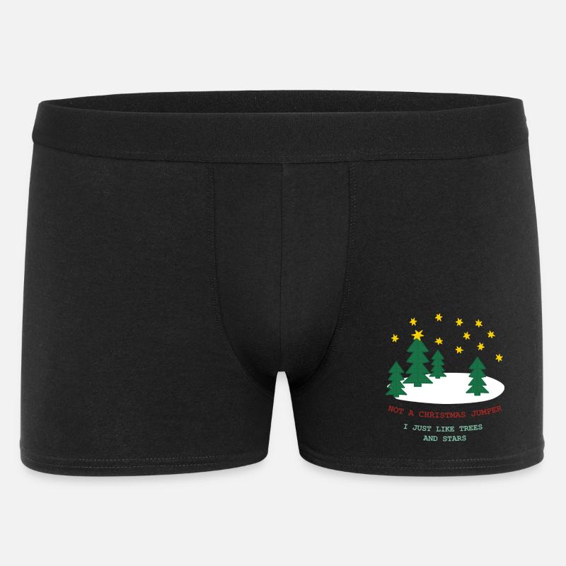 Kein Weihnachtspulli: Bäume und Sterne - Männer Boxer Shorts - Schwarz