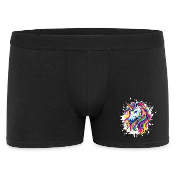  Einhorn Portrait Unicorn - Männer Boxer Shorts - Schwarz - Vorne