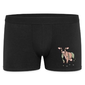 Geometrische Kuh Low Poly Modern - Männer Boxer Shorts - Schwarz - Vorne