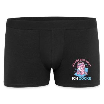 Lustiges Gamer Einhorn Headset Zocken Spruch - Männer Boxer Shorts - Schwarz - Vorne