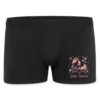 Süße Träume Einhorn auf Wolke - Männer Boxer Shorts - Schwarz - Vorne