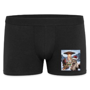 Chat de Noël dans un selfie d’OVNI - Boxer Homme - noir - Devant