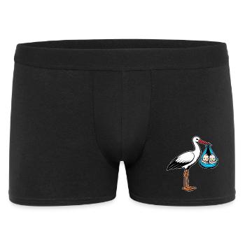 Stork with baby's twins in cloth blue - Men's Boxer Shorts - black - Front