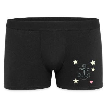 Anchor Hand Drawing with Star Heart - Men's Boxer Shorts - black - Front