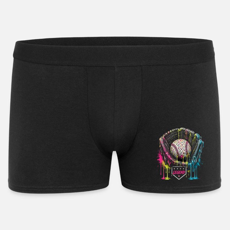 Baseball Handschuh Legend Bunt Grafik - Männer Boxer Shorts - Schwarz