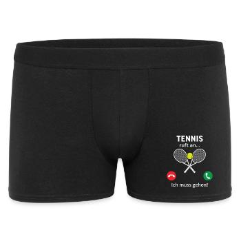 Tennis ruft an... und ich muss gehen  - Männer Boxer Shorts - Schwarz - Vorne