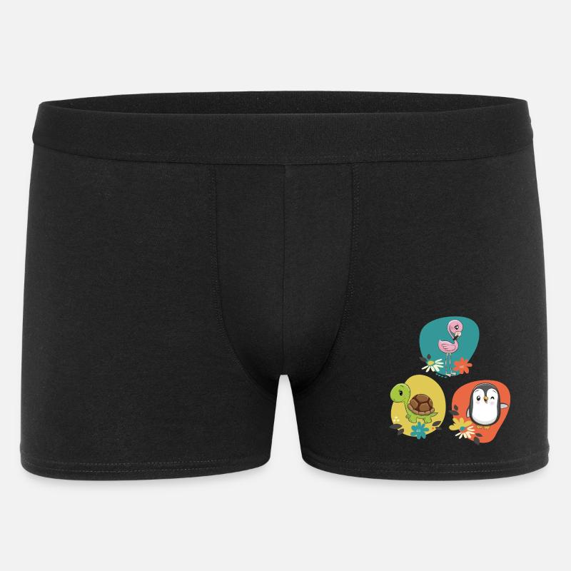 Flamingo Turtle Penguin - Men's Boxer Shorts - black