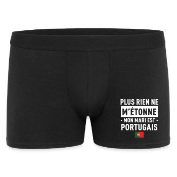 Plus Rien Ne M Etonne Mon Mari Est Portugais T-... - Boxer Homme - noir - Devant