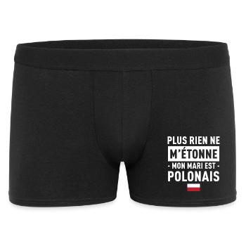 Plus Rien Ne M Etonne Mon Mari Est Polonais T-S... - Boxer Homme - noir - Devant