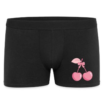 Rosa Kirschen mit Schleife - Männer Boxer Shorts - Schwarz - Vorne