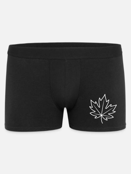 Maple Leaf Linien-Outline - Männer Boxer Shorts - Schwarz