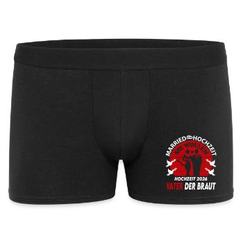 Hochzeit Married 2026 Vater der Braut Ringe - Männer Boxer Shorts - Schwarz - Vorne