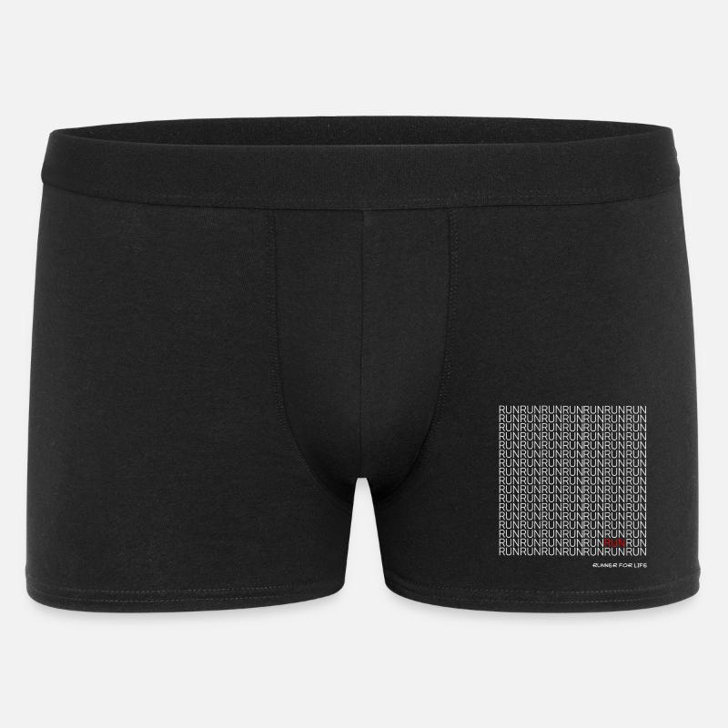 Run Run Run pattern with red accent - Men's Boxer Shorts - black