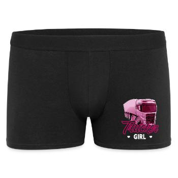 Trucker Girl - Männer Boxer Shorts - Schwarz - Vorne