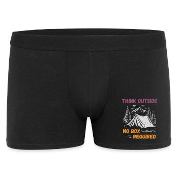 Camping, Wandern, Wald - Denken Sie über den Tellerrand hinaus - Männer Boxer Shorts - Schwarz - Vorne