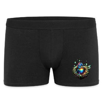 Bunter ausgefallener Vogel. - Männer Boxer Shorts - Schwarz - Vorne